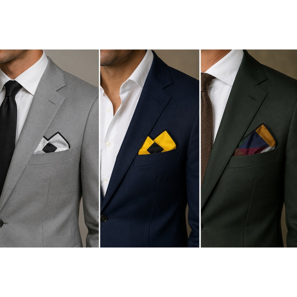 Vintage Ashear 100% Silk Pocket Square Lot Set of 3 18inch  Made in Italy #1150